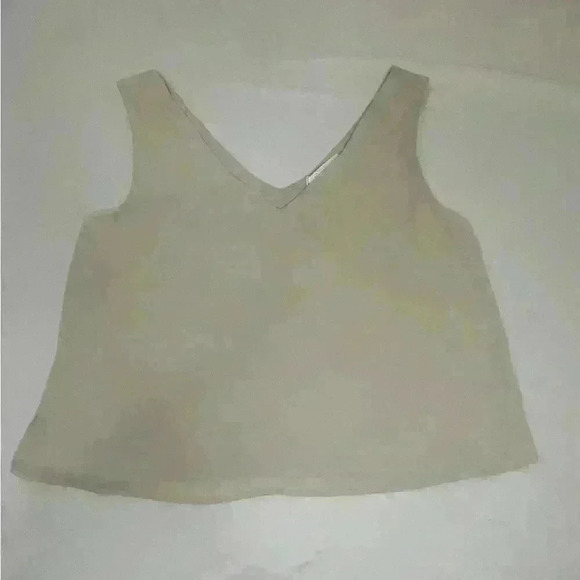 NWT Sugar Rain Deep V-Neck Front and  Back Tank Top in Cream size Large - Picture 2 of 8